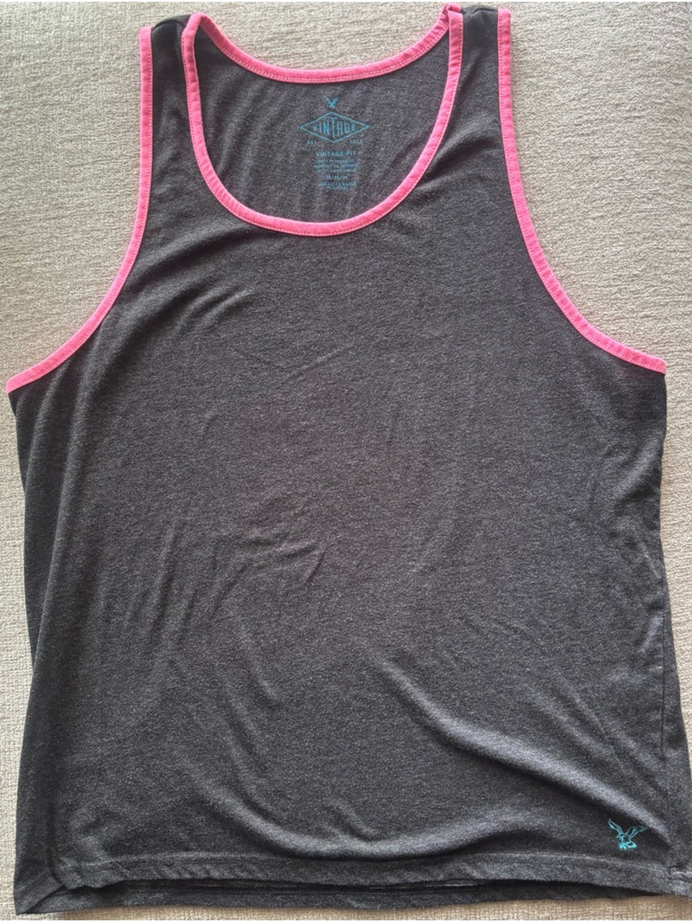 Vintage American Eagle Y2K Muscle Tank Black Pink Trim Unisex M
